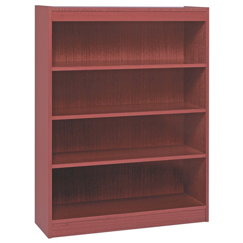 Lorell Veneer Modular Shelving Bookcase, 4-Shelf, 48inH x 36inW x 12inD, Mahogany MPN:60072