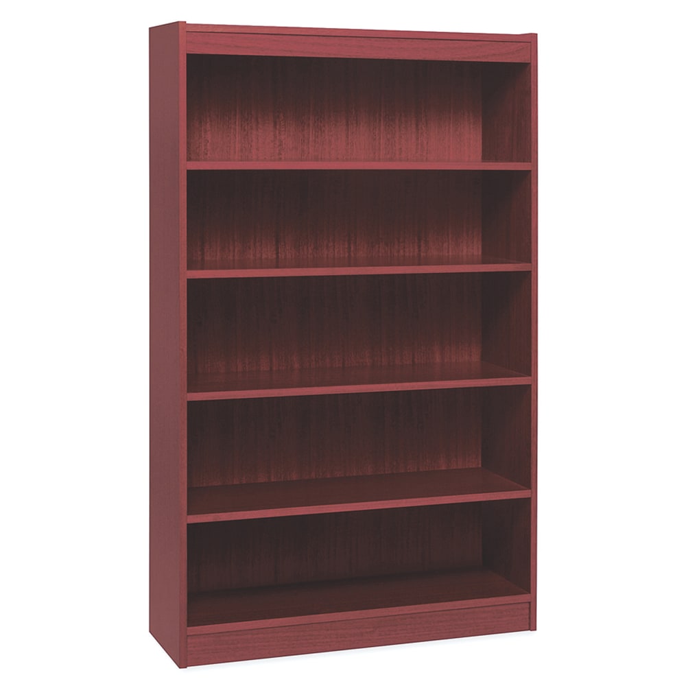 Lorell Veneer Modular Shelving Bookcase, 5-Shelf, 60inH x 36inW x 12inD, Mahogany MPN:60073