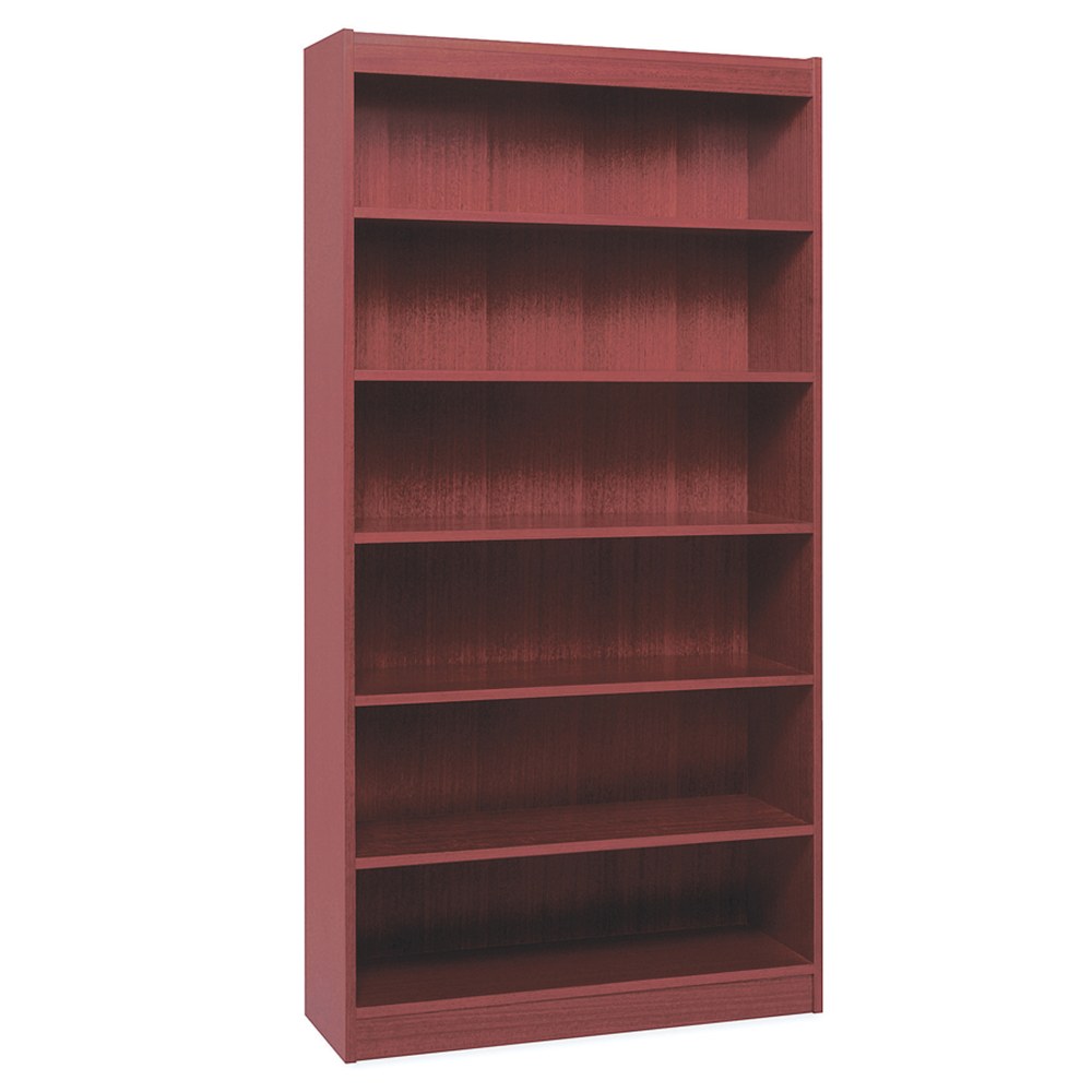 Lorell Veneer Modular Shelving Bookcase, 6-Shelf, 72inH x 36inW x 12inD, Mahogany MPN:60074