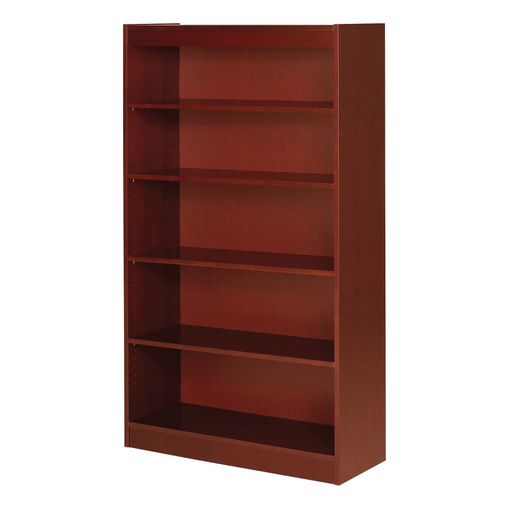 Lorell Veneer Modular Shelving Bookcase, 5-Shelf, 60inH x 36inW x 12inD, Cherry MPN:89053