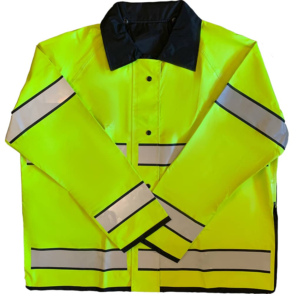 Rain Jacket: Size 3XL, Black & Fluorescent Yellow, Polyurethane & Nylon MPN:910SHJBY3X