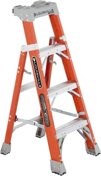 3-Step Fiberglass Step Ladder: Type IA, 4' High MPN:FXS1504