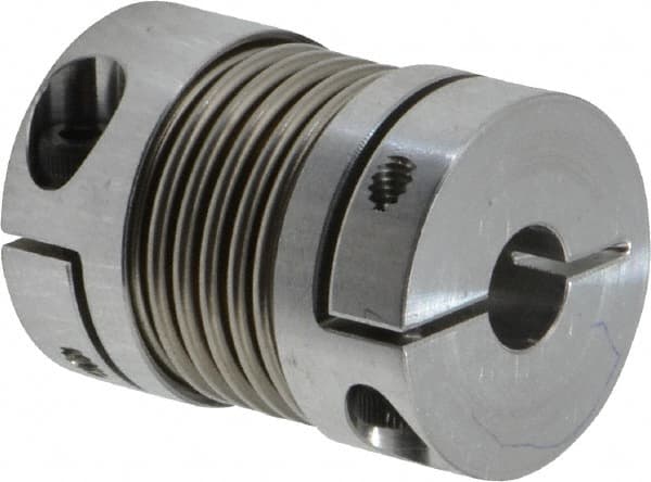 Flexible Bellows Clamp: Aluminum Hub with Stainless Steel Bellows, 1/4