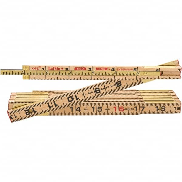 Folding Rules, Graduation (Inch): 1/16 , Material: Wood , Width (mm): 5/8 , Width (Inch): 5/8 , Color: Brown  MPN:TX46N