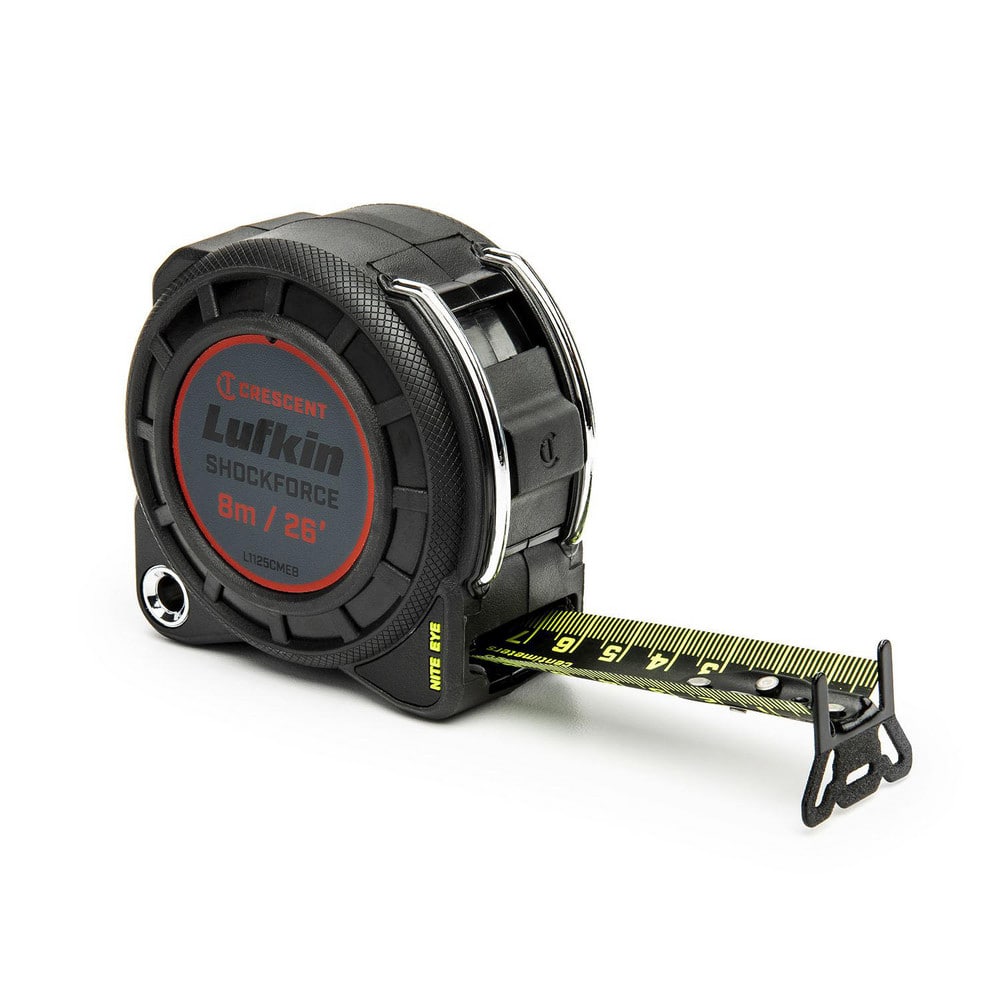 Tape Measures, Length Ft.: 26.000 , Graduation (Feet): 1/16th , Blade Material: Nylon, Steel , Standout Length (Feet): 14.00 , Case Type: Closed  MPN:L1125CMEB-02