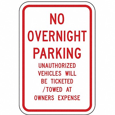 No Overnight Parking Sign 18 x 12 MPN:NP-056-12HA