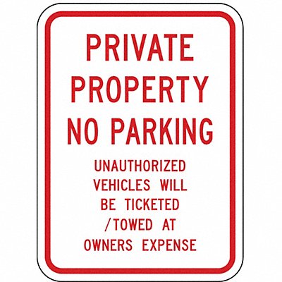 Private Property No Parking Sign 24 x18 MPN:PPR-060-18HA