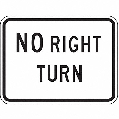 No Right Turn Traffic Sign 18 x 24 MPN:R3-1P-24HA