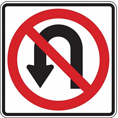 No U-Turn Traffic Sign 24 x 24 MPN:R3-4-24HA