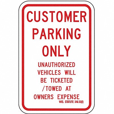 Customer Parking Sign 18 x 12 MPN:RP-017-RW-12HA