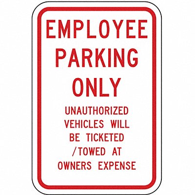 Employee Parking Sign 18 x 12 MPN:RP-022-RW-12HA