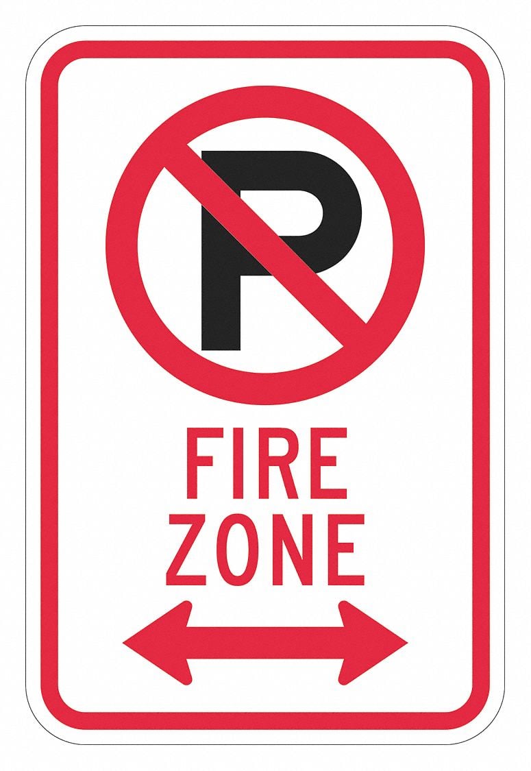 Fire Zone No Parking Sign 18 x 12 MPN:T1-2824-EG_12x18