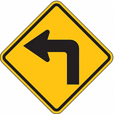 Left Turn Traffic Sign 12 x 12 MPN:W1-1L-12HA