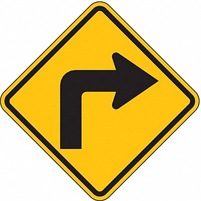 Right Turn Traffic Sign 12 x 12 MPN:W1-1R-12HA