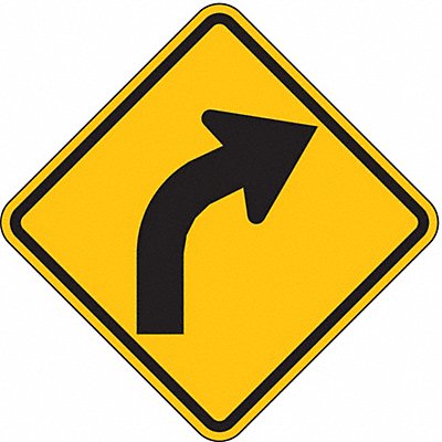 Right Curve Traffic Sign 12 x 12 MPN:W1-2R-12HA