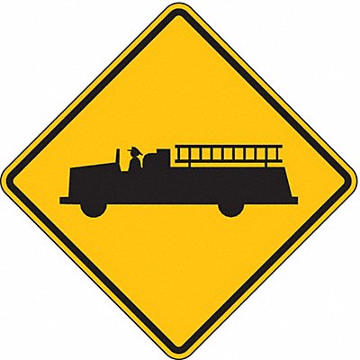 Fire Truck Crossing Traffic Sign 24 x24 MPN:W11-8-24HA