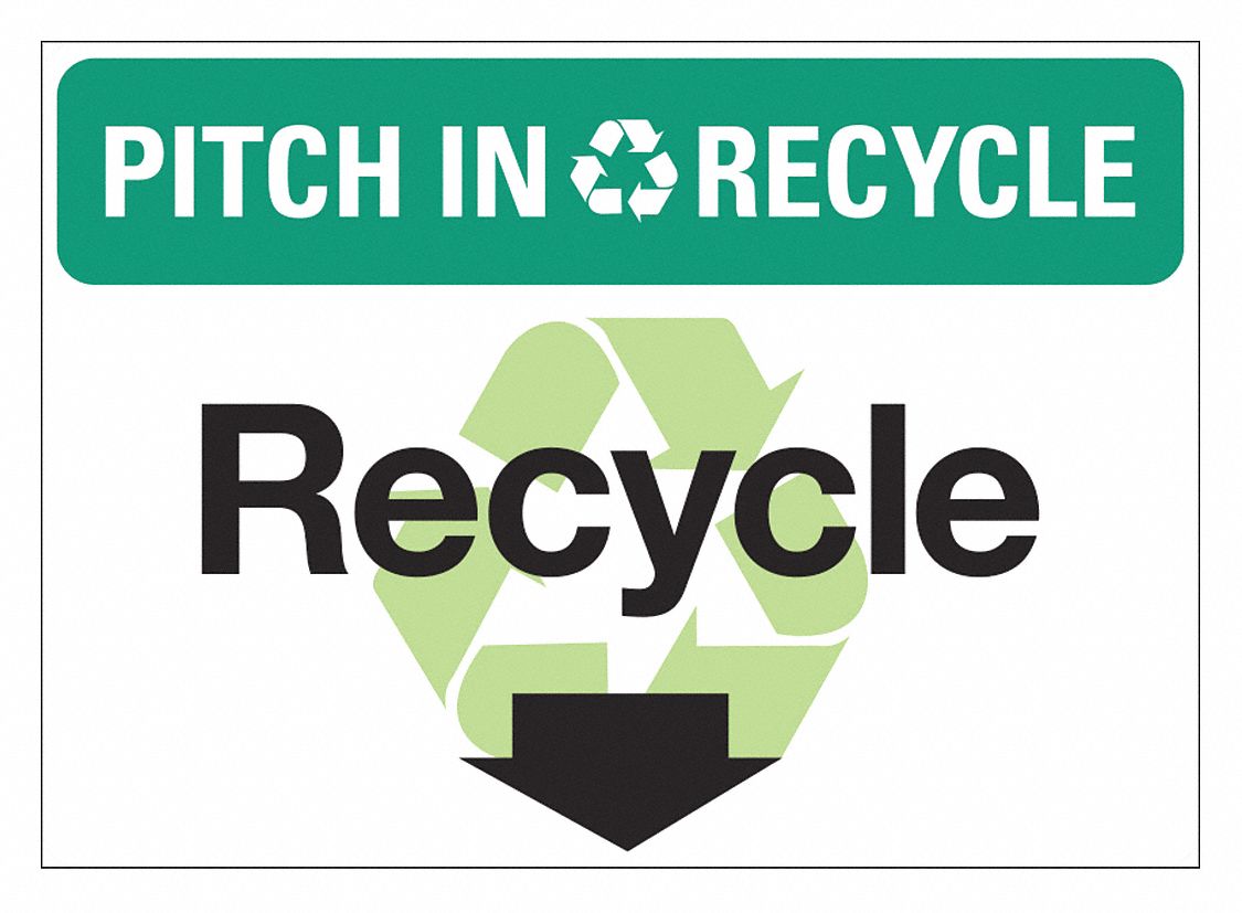 Eco Pitch In  Recycle Sign 10x14in PK5 MPN:LCU1-0137-ED-PK5_14x10