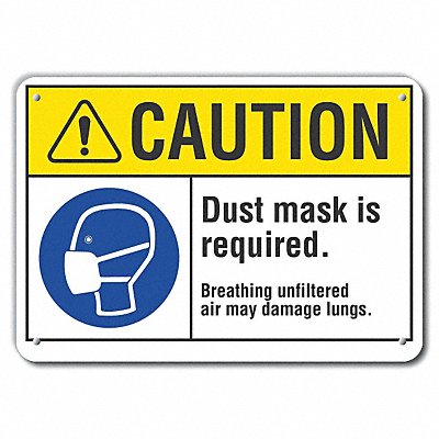 Rflct Dust Mask Caution Sign 7x10in Alum MPN:LCU3-0067-RA_10x7