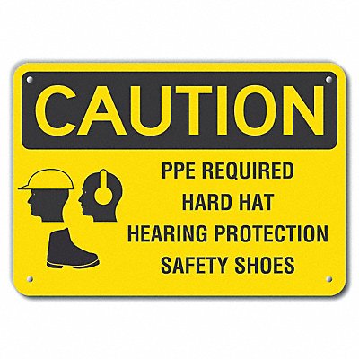 Rflct PPE Caution Sign 7x10in Aluminum MPN:LCU3-0185-RA_10x7