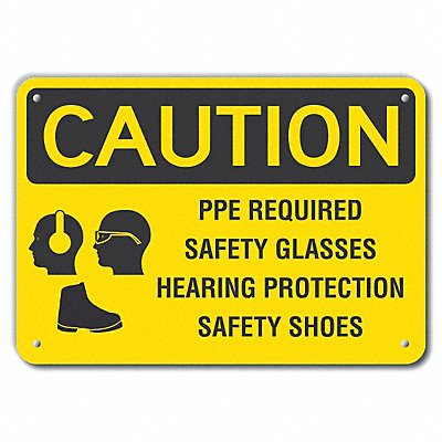 Rflctv Ppe Caution Sign 10x14in Aluminum MPN:LCU3-0186-RA_14x10