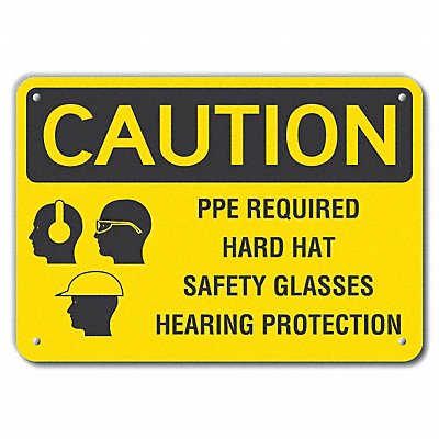 Rflct PPE Caution Sign 10x14in Alum MPN:LCU3-0187-RA_14x10