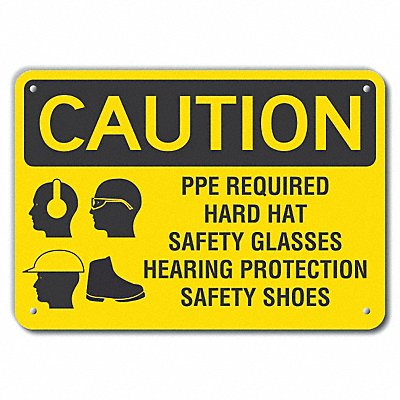 Rflctv Ppe Caution Sign 10x14in Aluminum MPN:LCU3-0188-RA_14x10