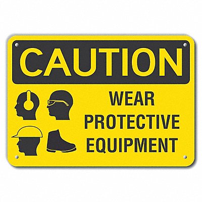 Rflct PPE Caution Sign 10x14in Alum MPN:LCU3-0189-RA_14x10