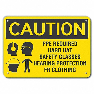 Rflct PPE Caution Sign 7x10in Aluminum MPN:LCU3-0190-RA_10x7