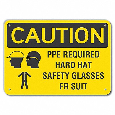 Rflct PPE Caution Sign 7x10in Aluminum MPN:LCU3-0193-RA_10x7