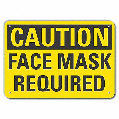 Rflct Face Mask Caution Sign 7x10in Alum MPN:LCU3-0253-RA_10x7