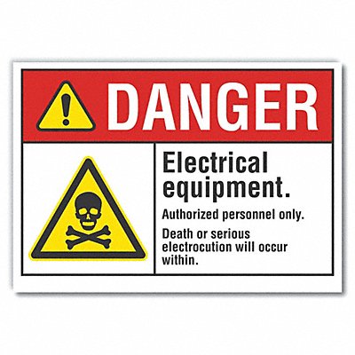 Elec Equip Danger Rflct Lbl 7x10in MPN:LCU4-0033-RD_10X7