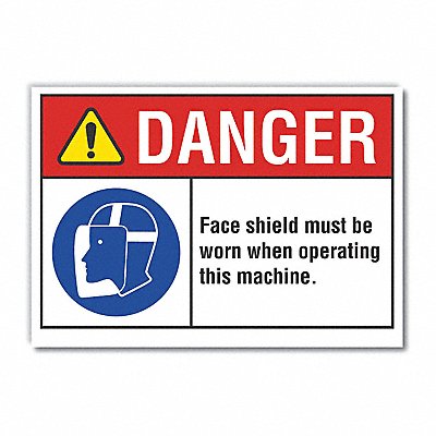 Face Mask Danger Rflct Label 5inx7in MPN:LCU4-0093-RD_7X5