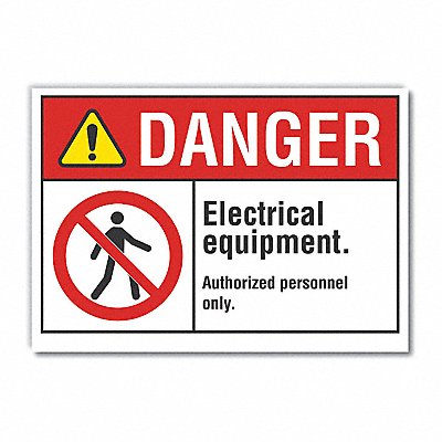 Elec Equipment Danger Rflctv Label 5x7in MPN:LCU4-0139-RD_7X5