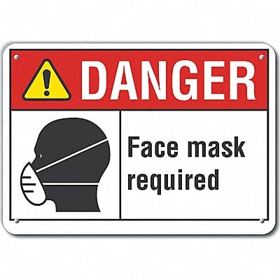 Alum Face Mask Danger Sign 10x14in Alum MPN:LCU4-0179-NA_14X10