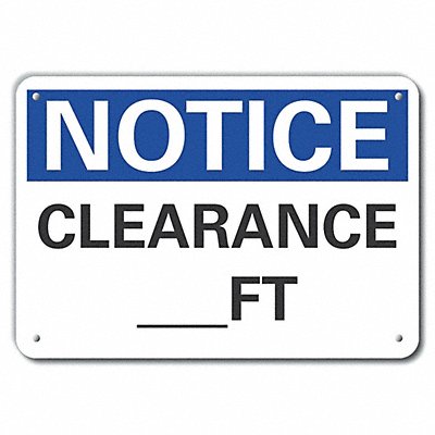 Alum Clearance Notice Sign 7x10in Alum MPN:LCU5-0085-NA_10X7