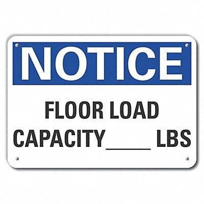 Alum Floor Load Notice Sign 10x14in Alum MPN:LCU5-0136-NA_14X10