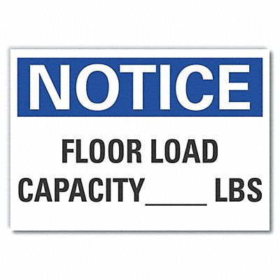 Floor Load Notice Lbl 7x10in Polyester MPN:LCU5-0136-ND_10X7