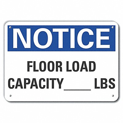 Rflct Floor Load Notice Sign 7x10in Alum MPN:LCU5-0136-RA_10X7