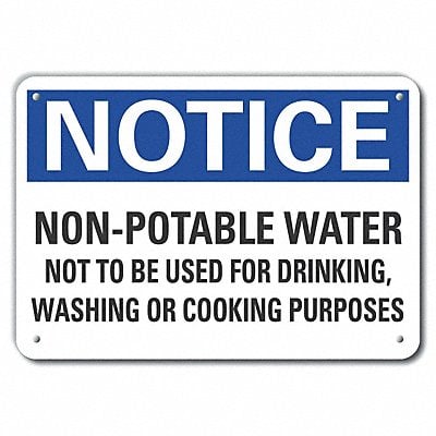 Potable Water Notice Sign 7x10in Plastic MPN:LCU5-0291-NP_10X7