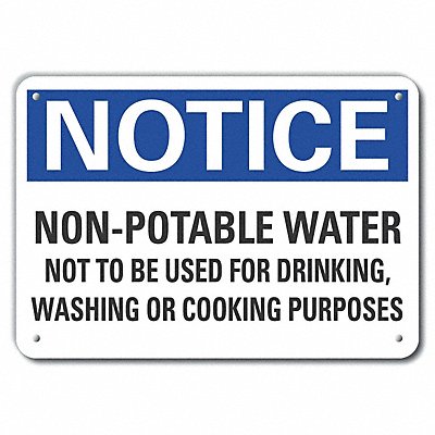 Potable Water Notice Sign 10x14in Plstc MPN:LCU5-0291-NP_14X10