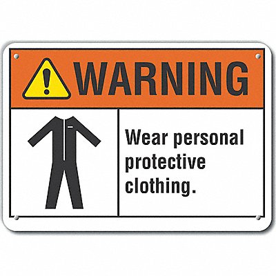 Alum PPE Warning Sign 10x14in Alum MPN:LCU6-0033-NA_14X10