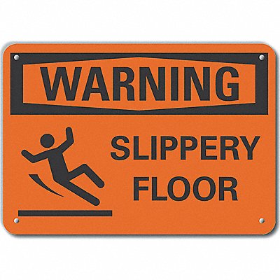 Alum Slippery Floor Warning Sign 7x10in MPN:LCU6-0054-NA_10X7