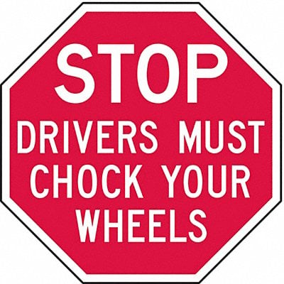 Rflct Chock Wheels Stop Sign 6x6in Alum MPN:ST-016-6HA