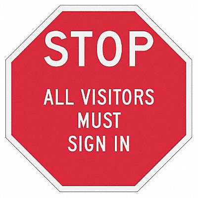 Rflctv Visitors Stop Sign 12x12in Alum MPN:ST-035-12HA