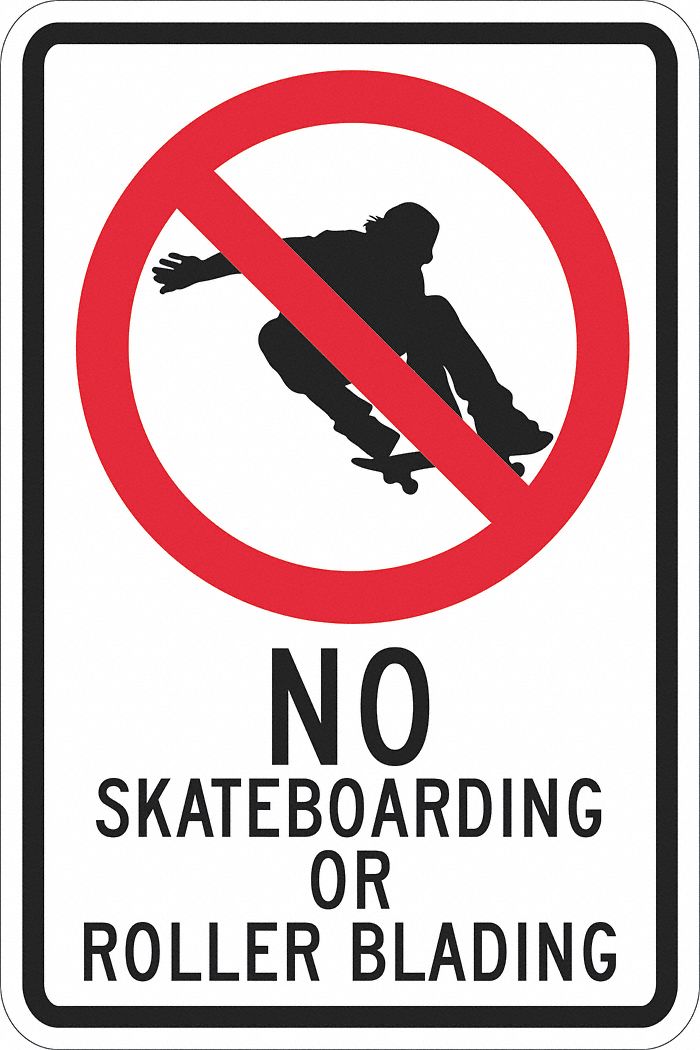 Rflctv No Skateboards Sign 18x12in Alum MPN:T1-1239-DG_12x18