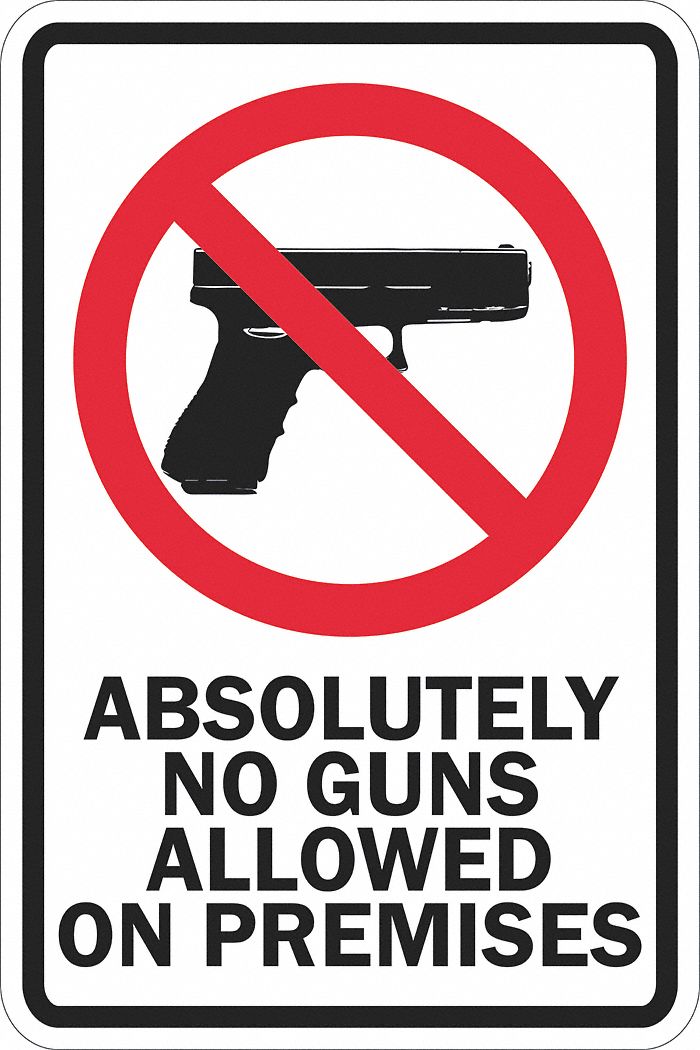 Reflective Weapons Sign 18x12in Aluminum MPN:T1-1240-DG_12x18