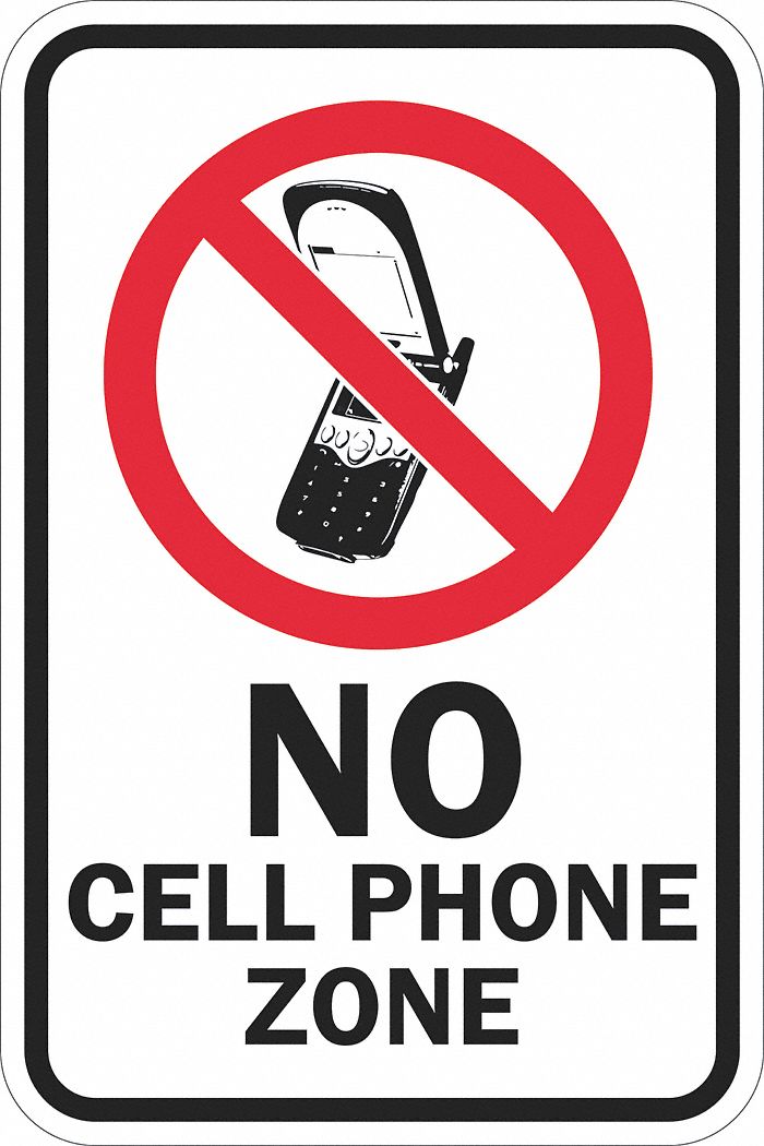 Reflective No Phone Sign 18x12in Alumin MPN:T1-1241-DG_12x18