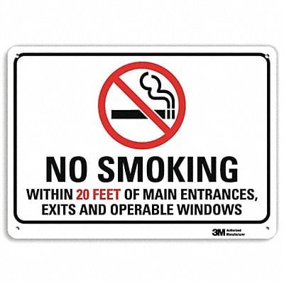 No Smoking Sign 7 in x 10 in Aluminum MPN:U1-1018-RA_10X7