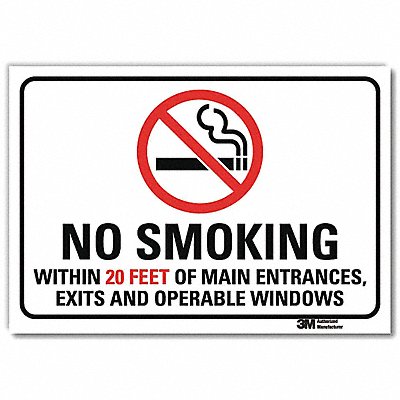 No Smoking Sign 7inx10in Rflctv Sheeting MPN:U1-1018-RD_10X7