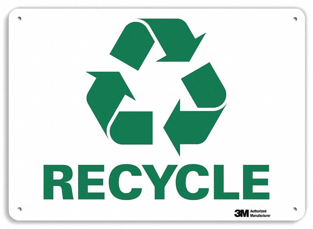 Recycling Sign 10 in x 14 in Aluminum MPN:U1-1028-NA_14x10